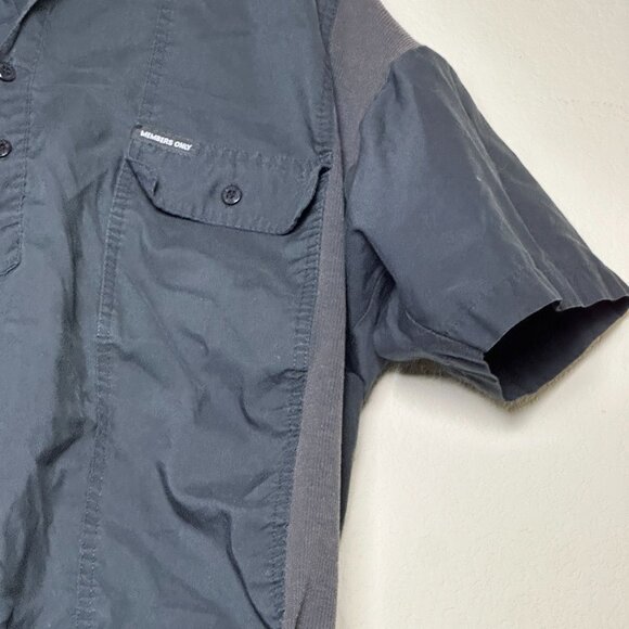 VTG Members Only Y2K Polo Button up Shirt Men S Black Punk Goth Band Grunge 90s - Picture 10 of 16